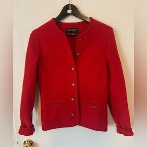 Geiger Tyrol Vintage Red Wool Button Jacket Women's Size 36 made in Australia